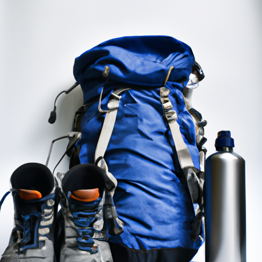 Hiking essentials such as sturdy footwear, a backpack, and hydration gear
